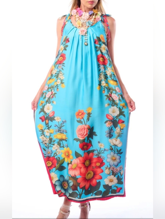 Aratta Dresses & Skirts - NWT ARATTA Floral Garden Maxi Dress Viscose Blue Floral Boho Size XL